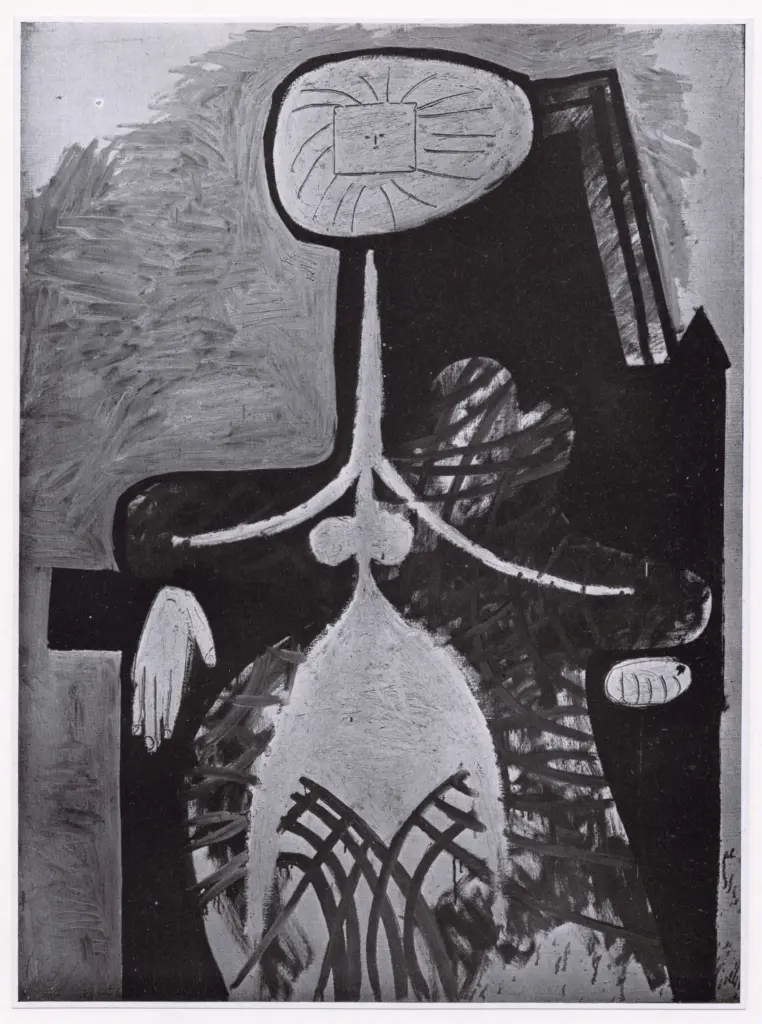 Anonimo , Picasso, Pablo - sec. XX - Femme assise &agrave; la main droit pendante , fronte