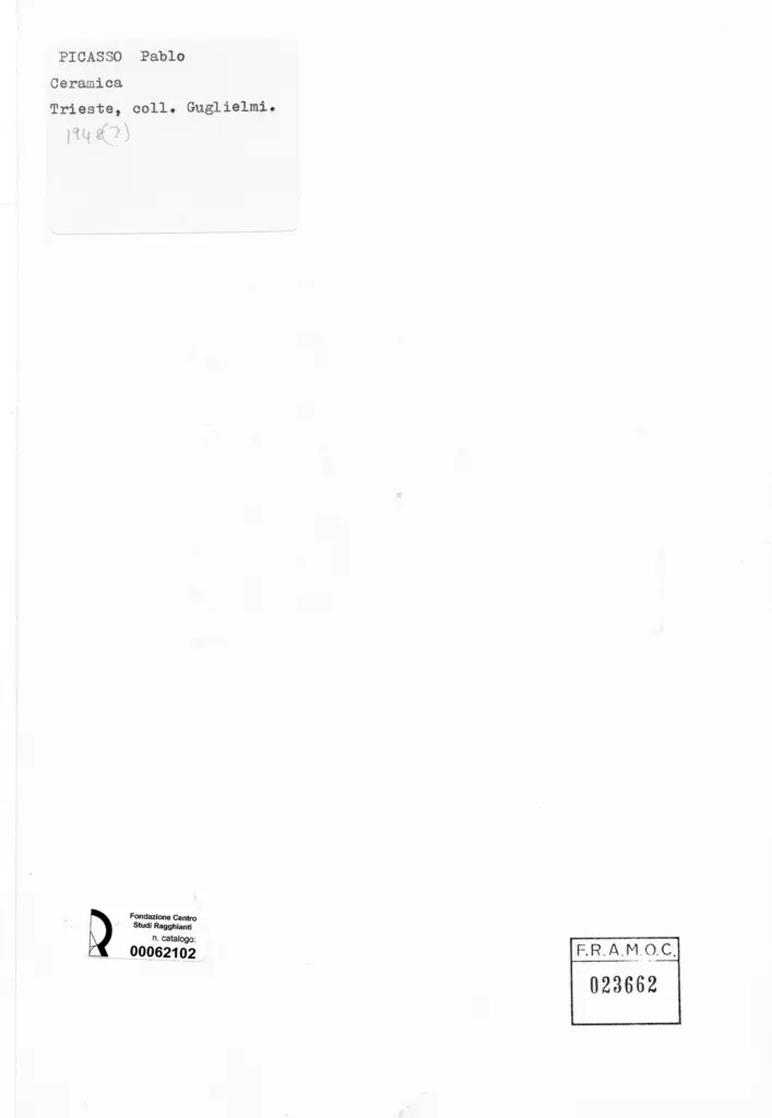 Anonimo , Picasso, Pablo - sec. XX - Brocca , retro