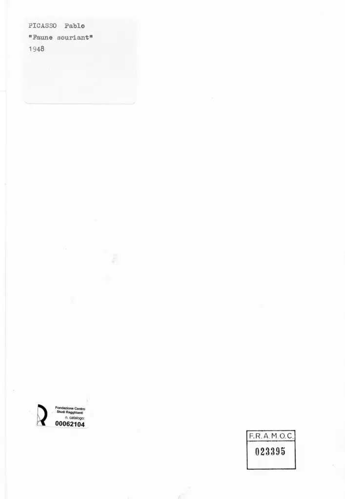 Anonimo , Picasso, Pablo - sec. XX - Faune souriant , retro