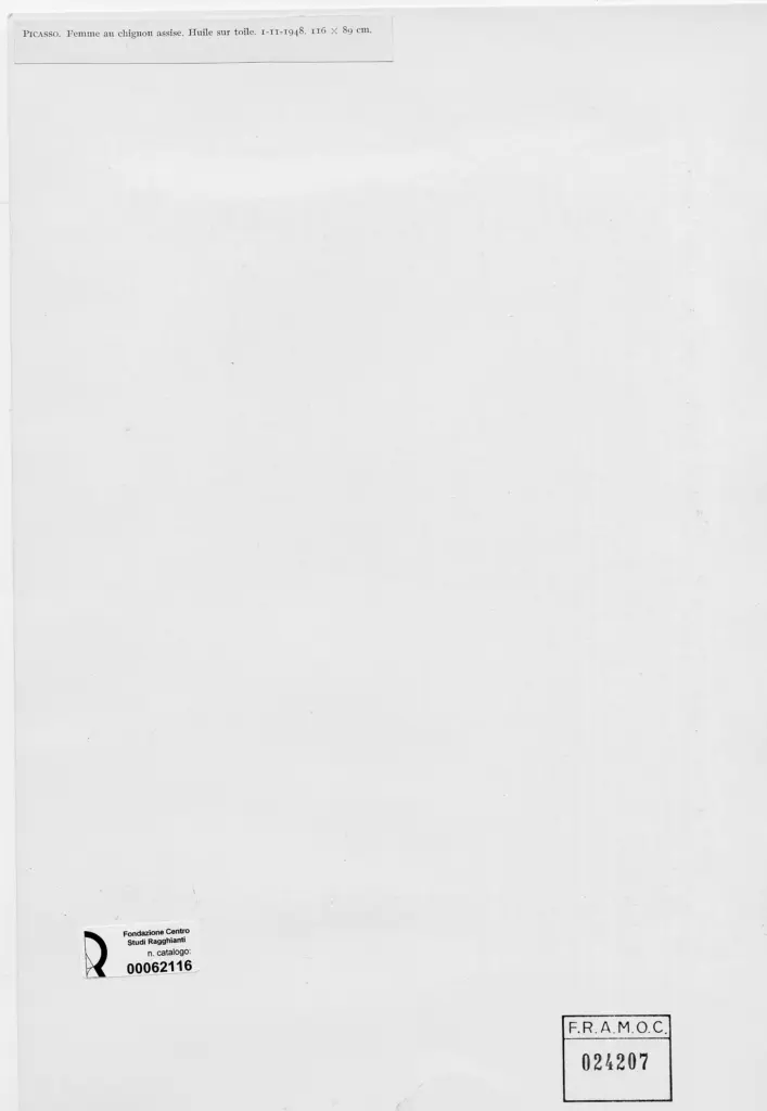 Anonimo , Picasso, Pablo - sec. XX - Femme au chignon assise , retro