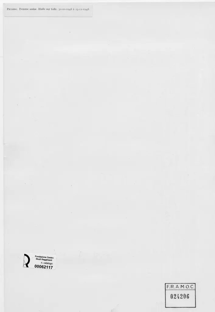 Anonimo , Picasso, Pablo - sec. XX - Donna seduta , retro