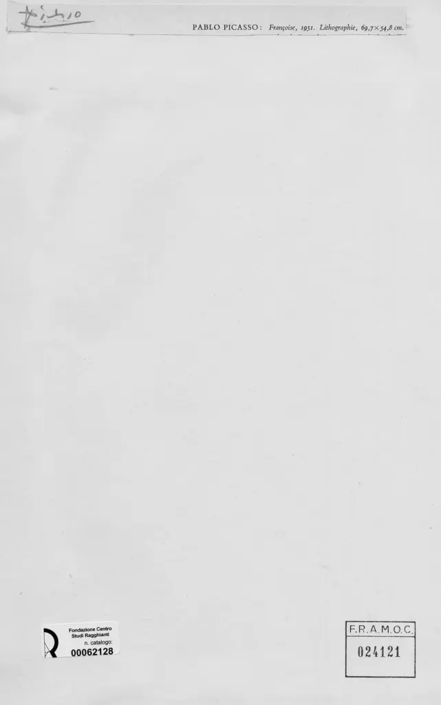 Anonimo , Picasso, Pablo - sec. XX - Fran&ccedil;oise , retro