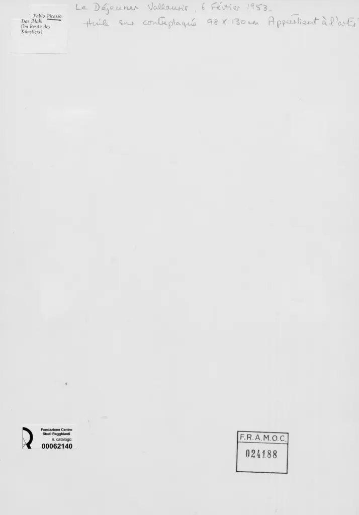 Anonimo , Picasso, Pablo - sec. XX - Le D&eacute;jeuner Vallauris , retro