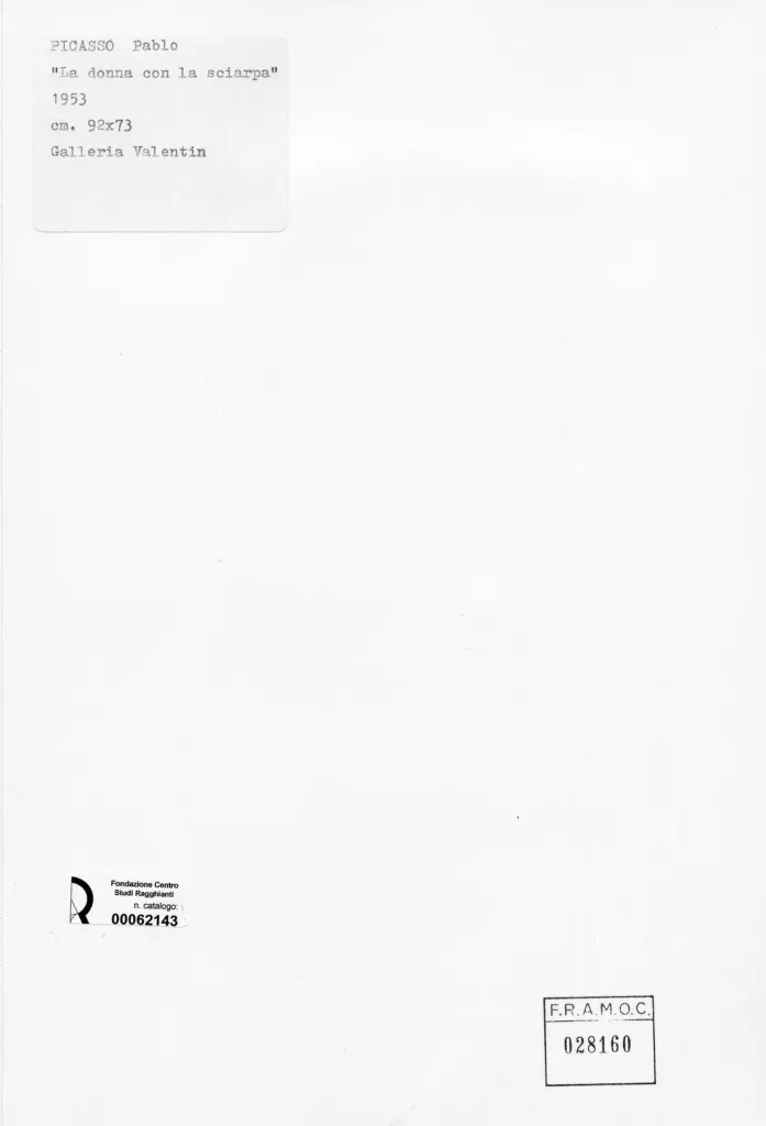 Anonimo , Picasso, Pablo - sec. XX - La donna con la sciarpa , retro