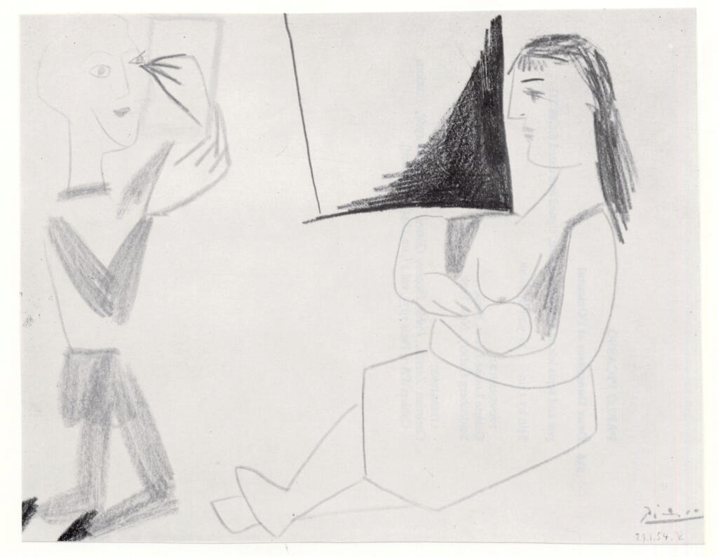 Anonimo , Picasso, Pablo - sec. XX - Clown et Femme nue , fronte