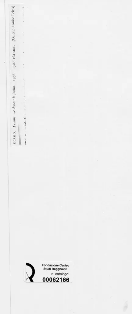 Anonimo , Picasso, Pablo - sec. XX - Femme nue devant le jardin , retro