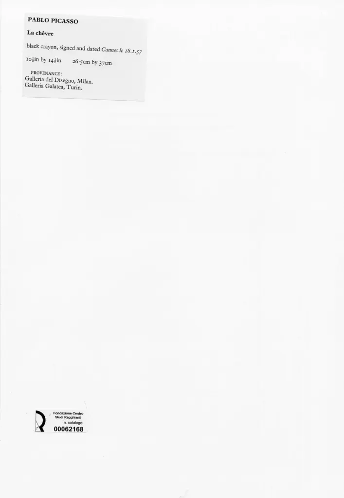 Anonimo , Picasso, Pablo - sec. XX - La capra , retro