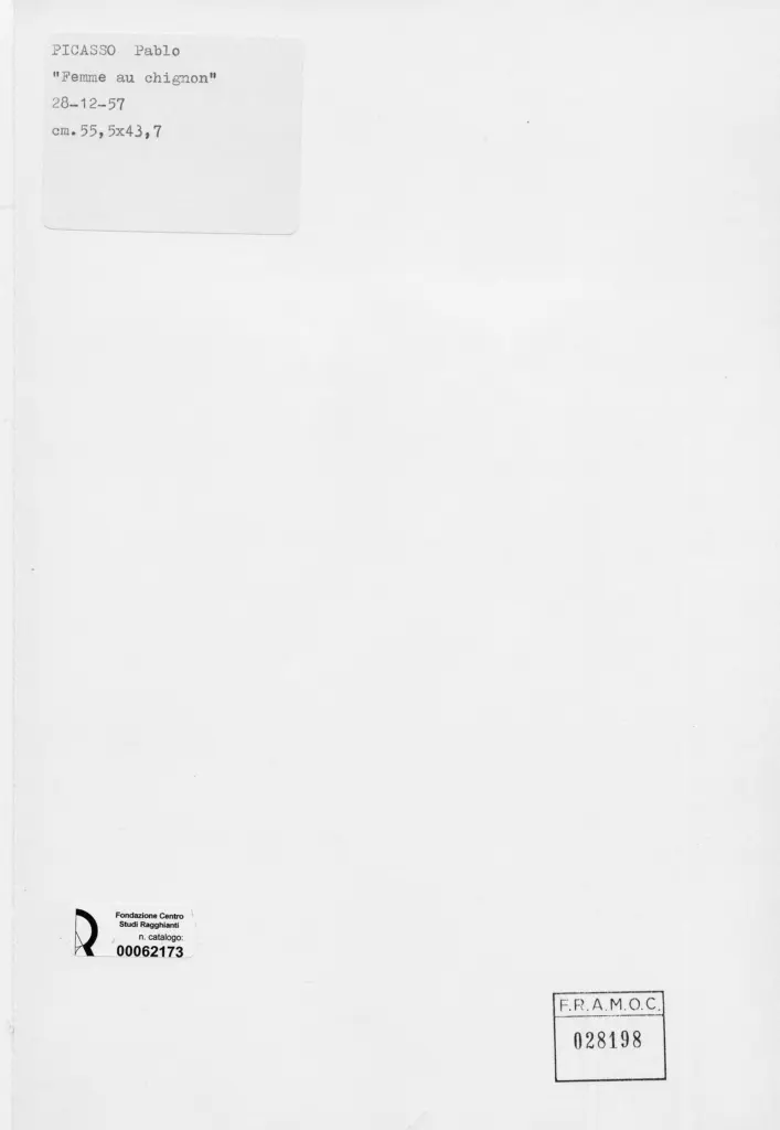 Anonimo , Picasso, Pablo - sec. XX - Femme au chignon , retro