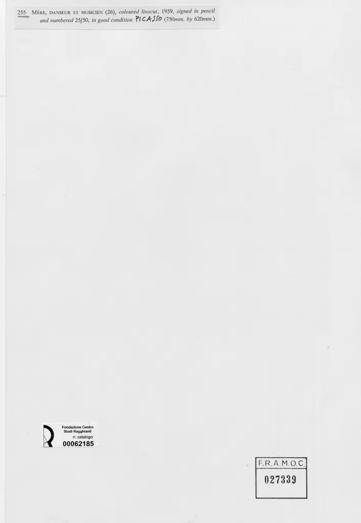 Anonimo , Picasso, Pablo - sec. XX - M&egrave;re, Danseur et Musicien , retro