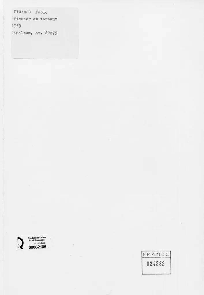 Anonimo , Picasso, Pablo - sec. XX - Picador et toreau , retro