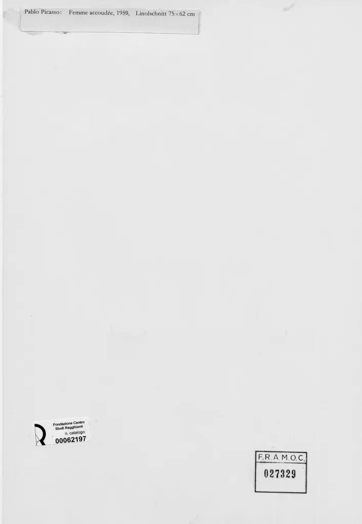 Anonimo , Picasso, Pablo - sec. XX - Femme accoud&eacute;e , retro