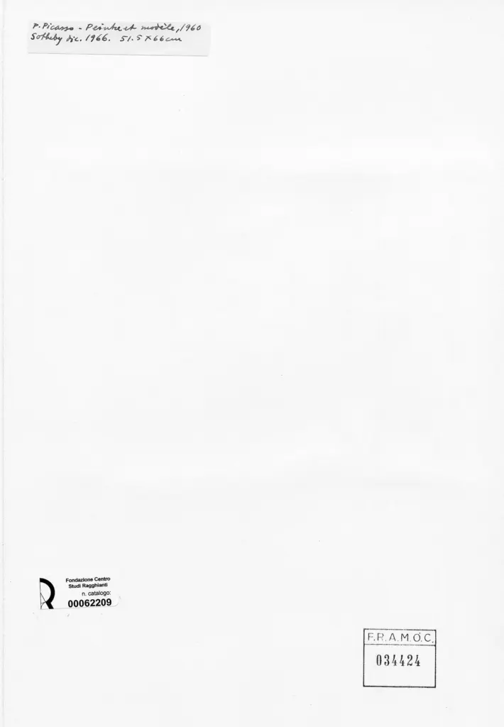 Anonimo , Picasso, Pablo - sec. XX - Il pittore e la modella , retro