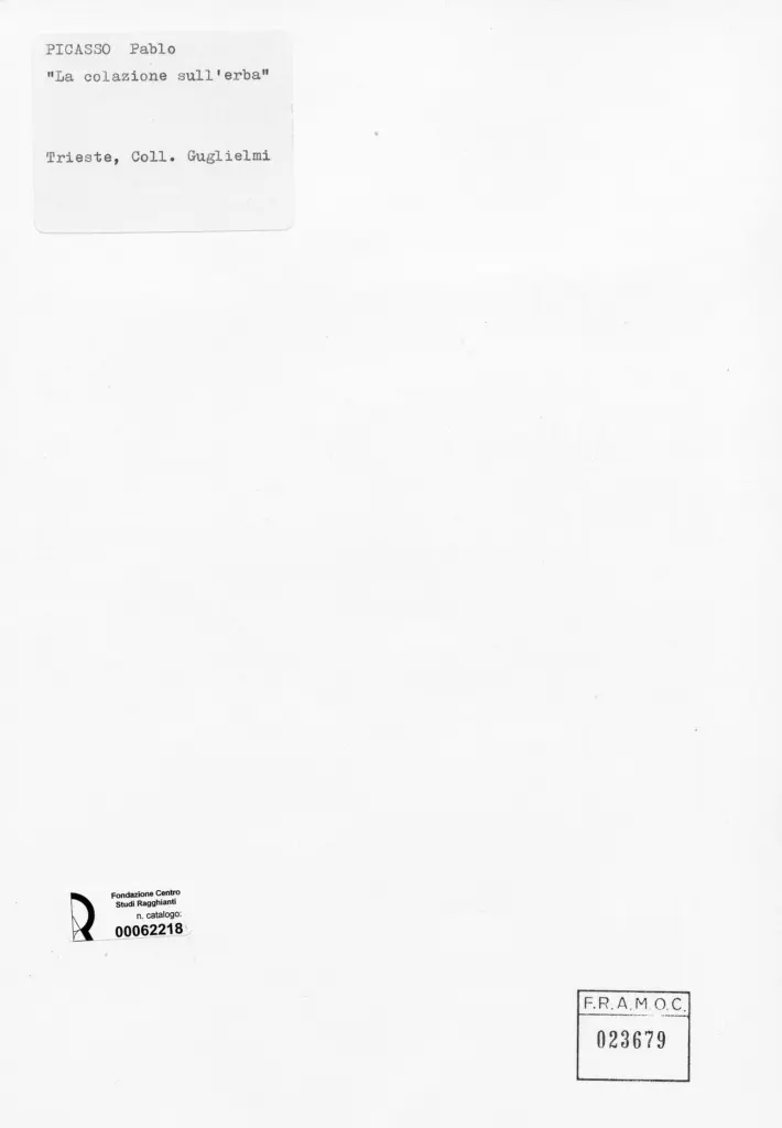 Anonimo , Picasso, Pablo - sec. XX - La colazione sull'erba , retro