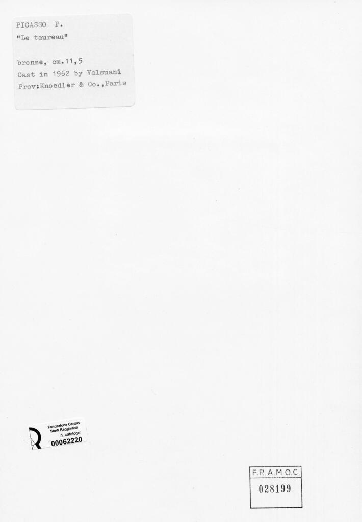 Anonimo , Picasso, Pablo - sec. XX - Le Taureau , retro