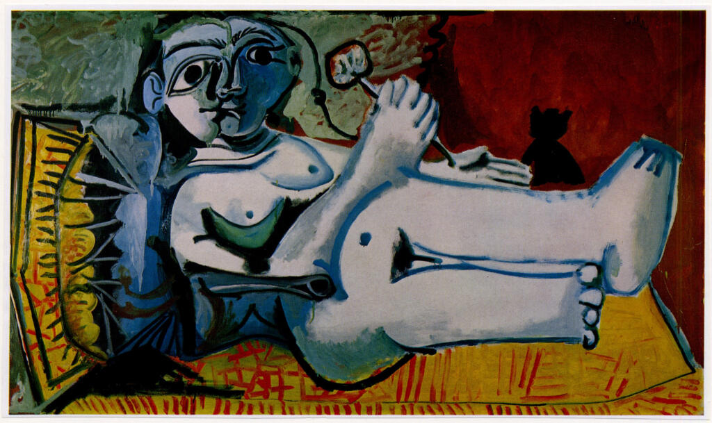 Anonimo , Picasso, Pablo - sec. XX - Femme couchée au chat , fronte