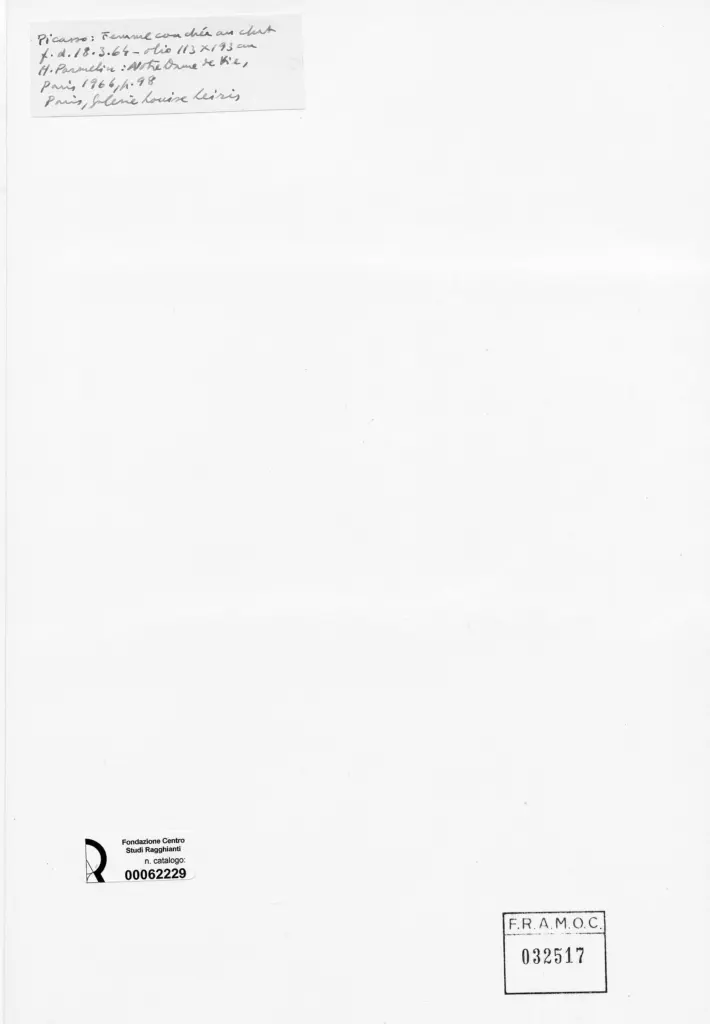 Anonimo , Picasso, Pablo - sec. XX - Femme couch&eacute;e au chat , retro