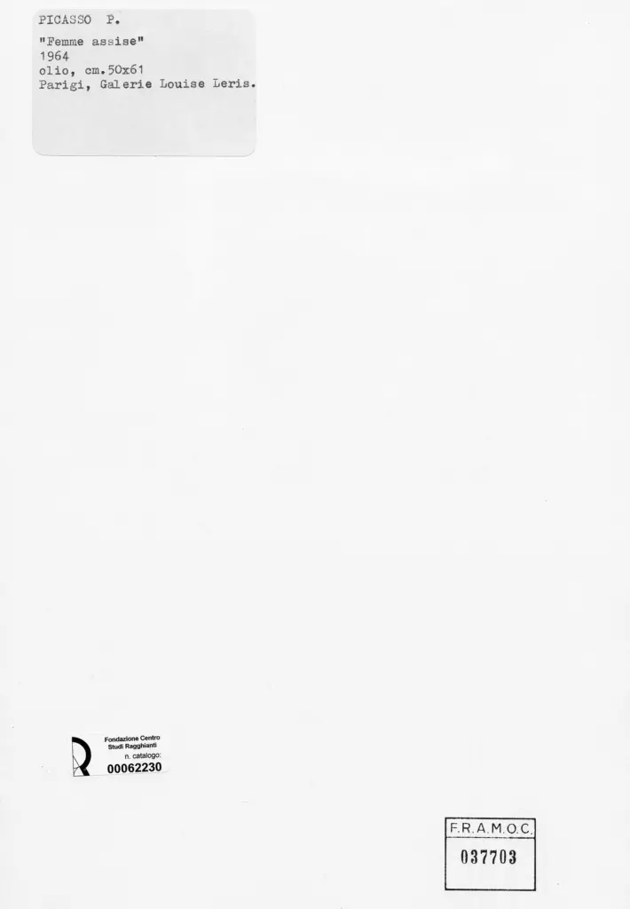 Anonimo , Picasso, Pablo - sec. XX - Femme assise , retro