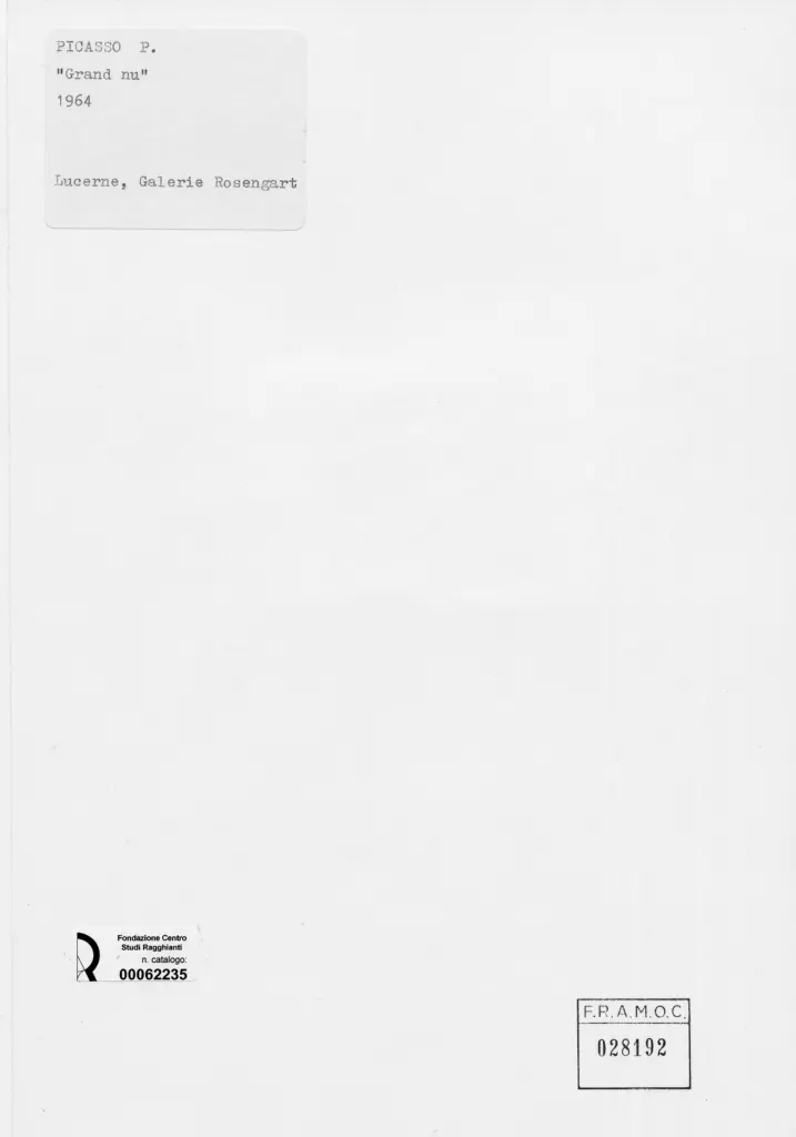 Anonimo , Picasso, Pablo - sec. XX - Grand nu , retro