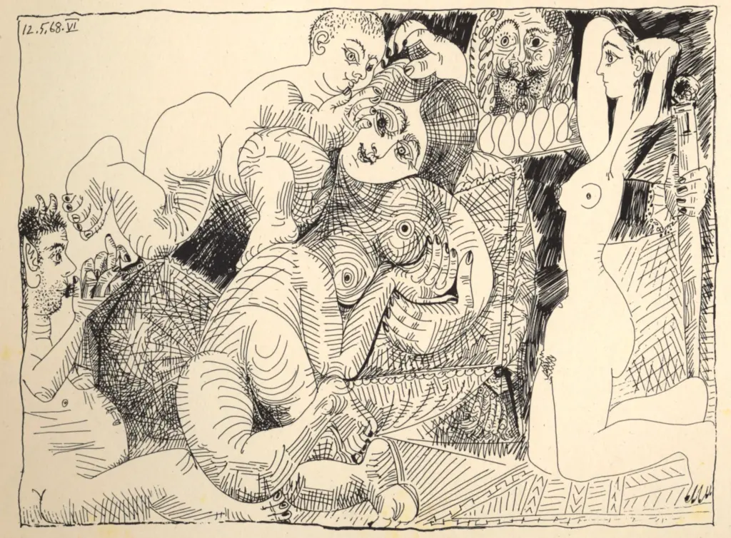 Anonimo , Picasso, Pablo - sec. XX - Gruppo di persone , fronte