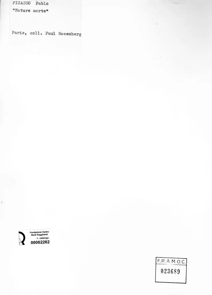 Anonimo , Picasso, Pablo - sec. XX - Nature morte , retro