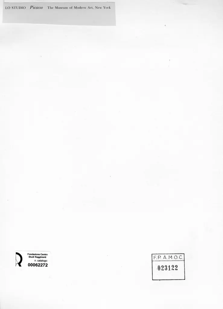 Anonimo , Picasso, Pablo - sec. XX - Lo studio , retro