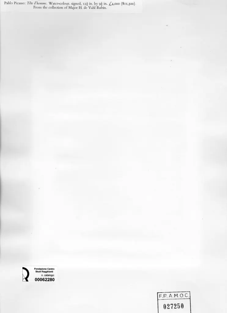 Anonimo , Picasso, Pablo - sec. XX - Tete d'homme , retro