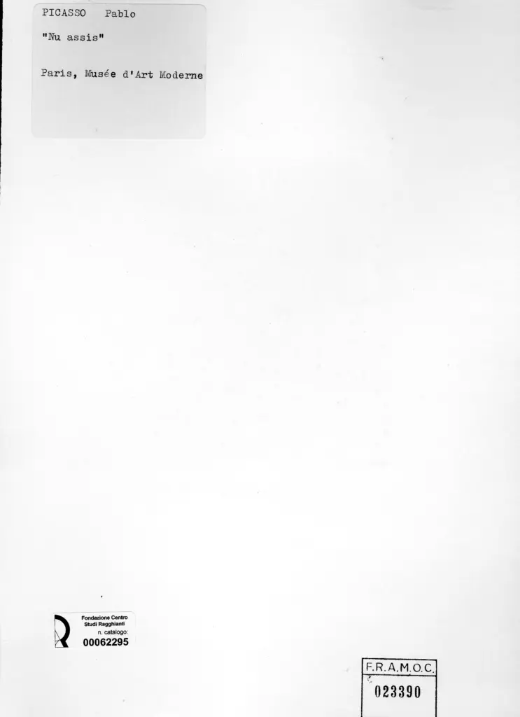 Anonimo , Picasso, Pablo - sec. XX - Nu Assis , retro