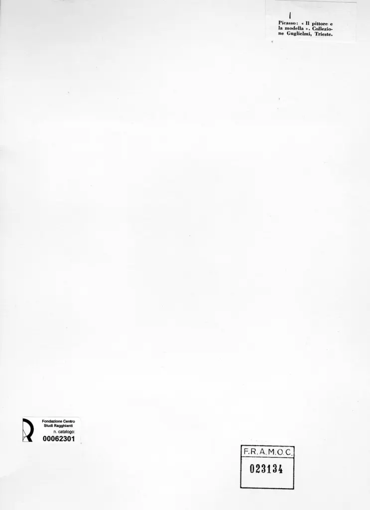 Anonimo , Picasso, Pablo - sec. XX - Il pittore e la modella , retro