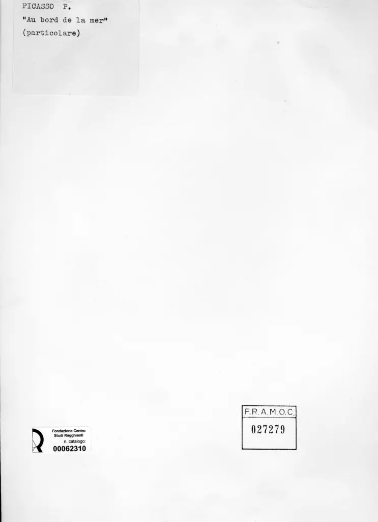 Anonimo , Picasso, Pablo - sec. XX - Au bord de la mer (particolare) , retro