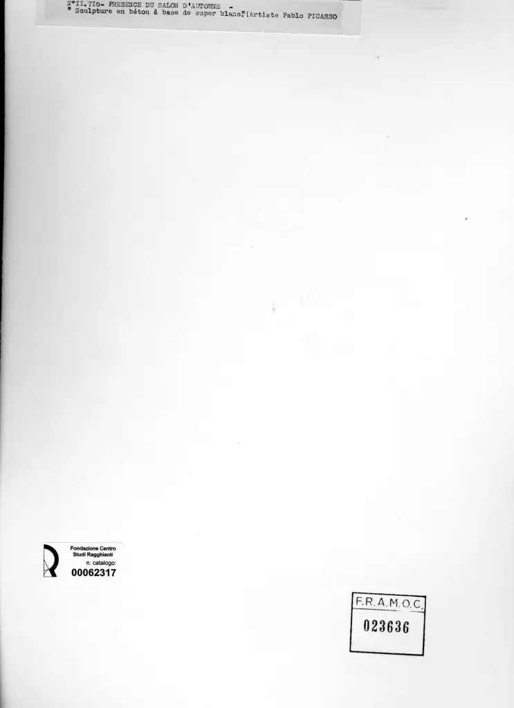 Anonimo , Picasso, Pablo - sec. XX - Sculpture en béton à base de super blanc , retro