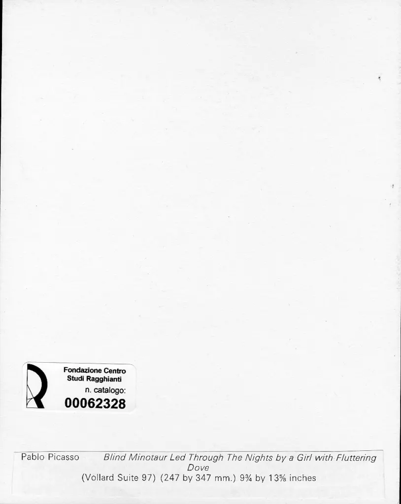 Anonimo , Picasso, Pablo - sec. XX - Blind Minotaur Led through The Nights by a Girl with Fluttering Dove , retro