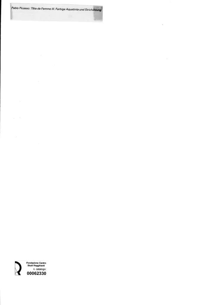 Anonimo , Picasso, Pablo - sec. XX - Tete de Femme III , retro