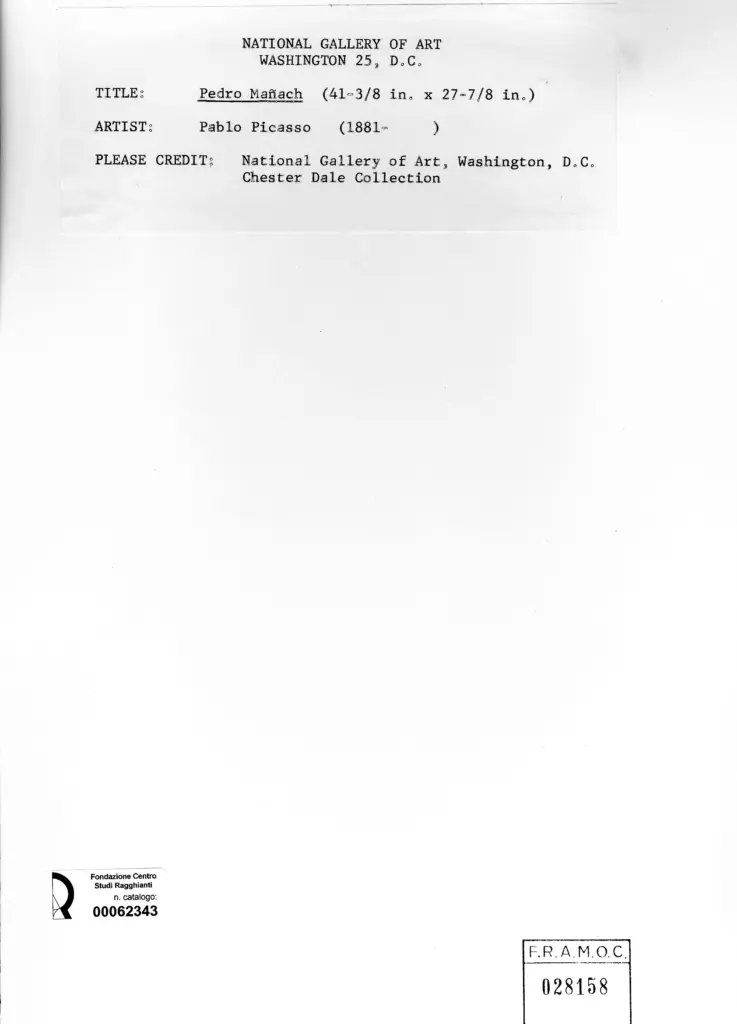 Anonimo , Picasso, Pablo - sec. XX - Pedro Manach , retro
