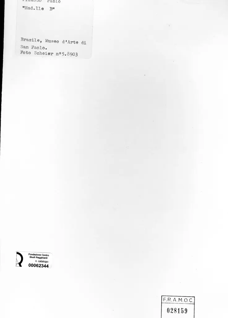 Anonimo , Picasso, Pablo - sec. XX - Mad.lle B. , retro