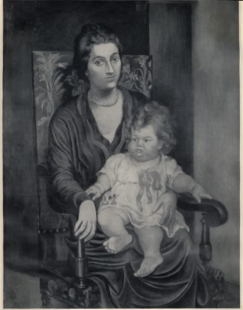 Anonimo , Picasso, Pablo - sec. XX - Portrait of Mme. Rosenberg and thei daughter Micheline , fronte