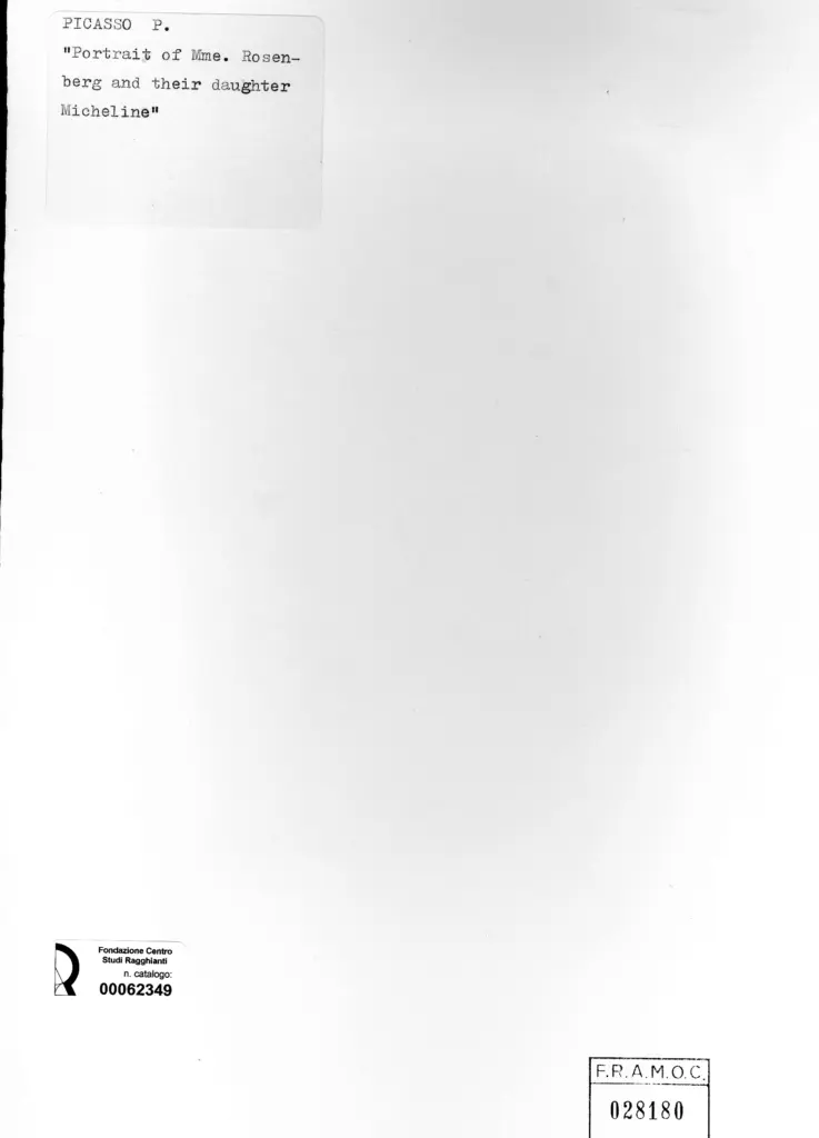 Anonimo , Picasso, Pablo - sec. XX - Portrait of Mme. Rosenberg and thei daughter Micheline , retro