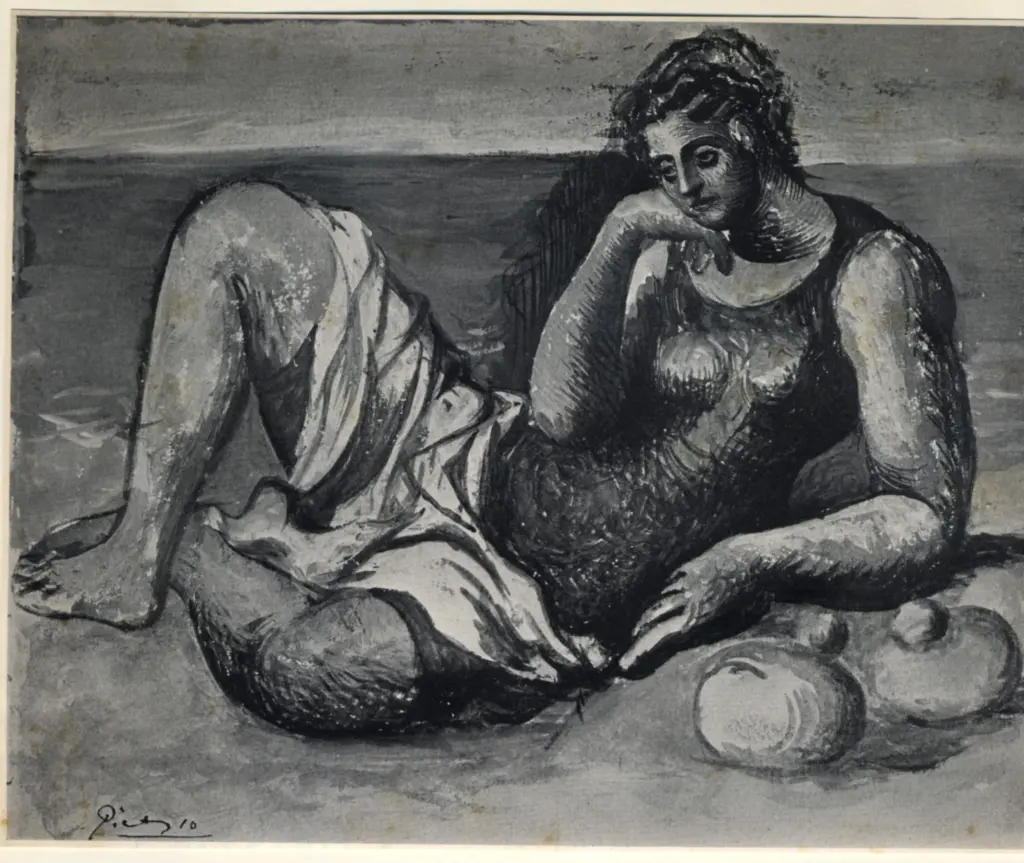 Anonimo , Picasso, Pablo - sec. XX - Donna in riva al mare , fronte