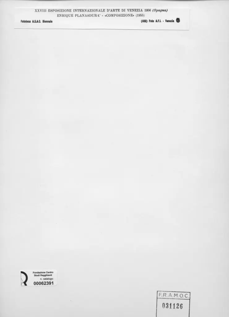 A.F.I. Agenzia Fotografica Industriale , Planasdura, Enrique - sec. XX - Composizione , retro