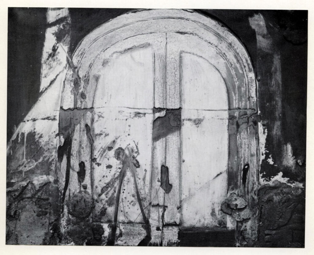 Anonimo , Tapies, Antonio - sec. XX - Graue Tür auf schwarzem Grund , fronte