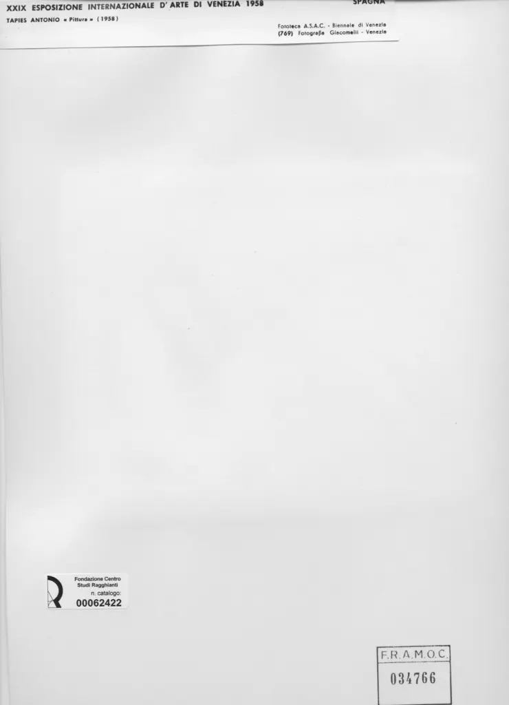 Giacomelli , Tapies, Antonio - sec. XX - Pittura , retro