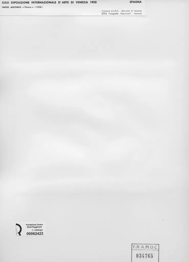 Anonimo, Anonimo , Tapies, Antonio - sec. XX - Pittura , retro