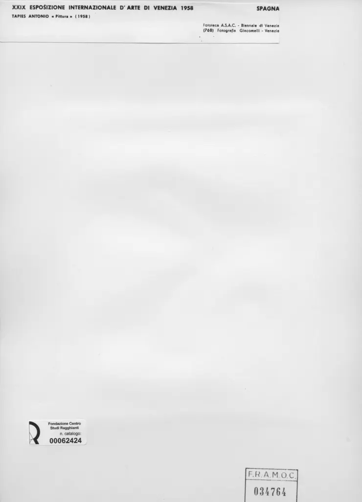 Giacomelli , Tapies, Antonio - sec. XX - Pittura , retro
