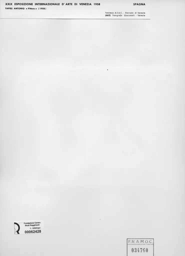 Giacomelli , Tapies, Antonio - sec. XX - Pittura , retro