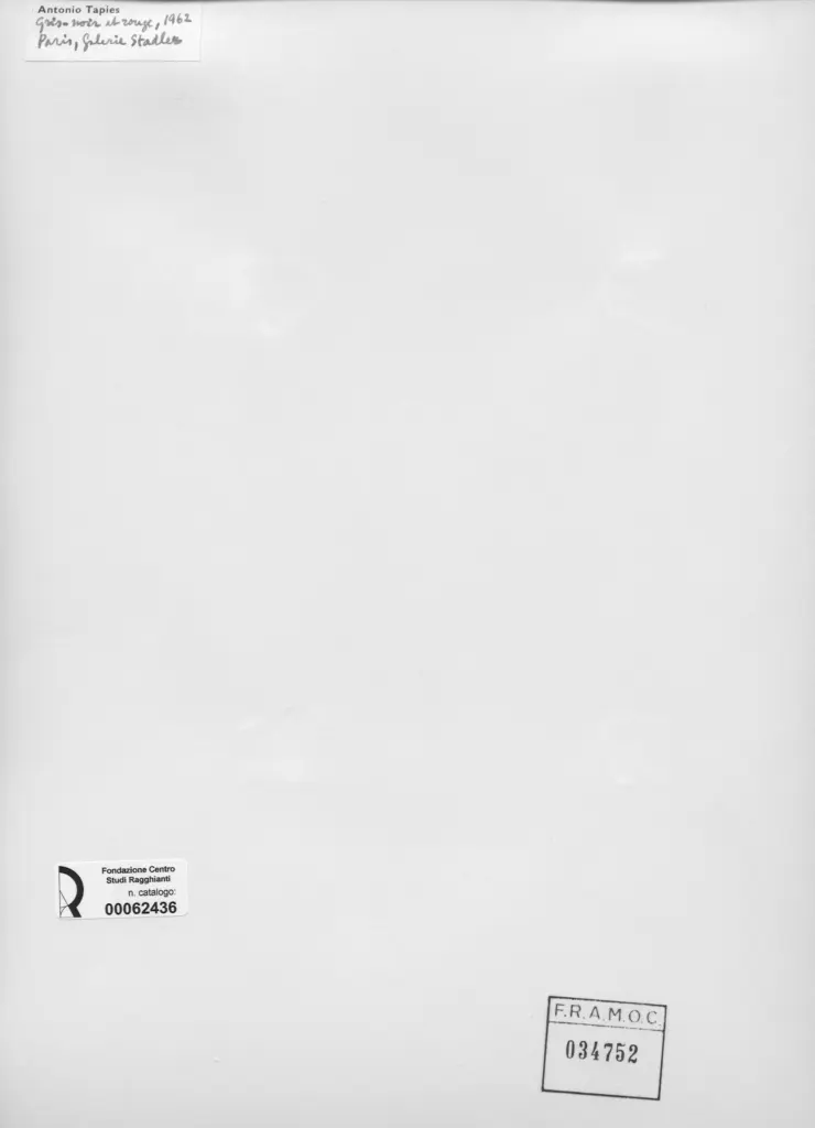 Anonimo , Tapies, Antonio - sec. XX - Gris, noir et rouge , retro