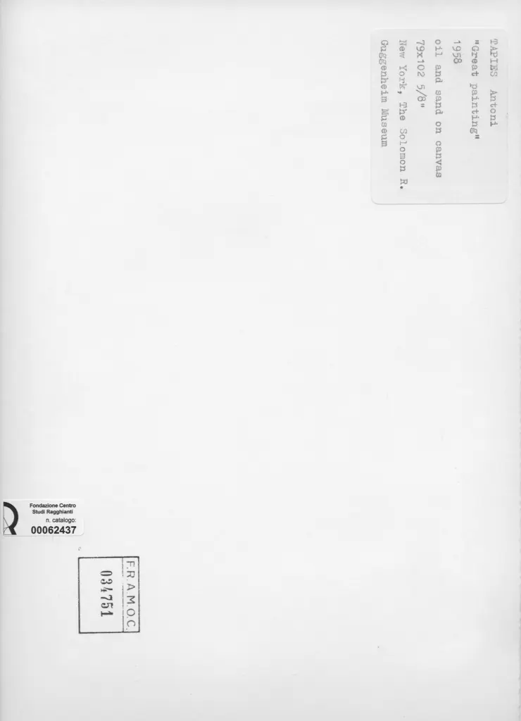 Anonimo , Tapies, Antonio - sec. XX - Great painting , retro