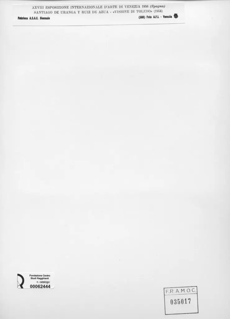 A.F.I. Agenzia Fotografica Industriale , Uranga, Santiago - sec. XX - Visione di Toledo , retro