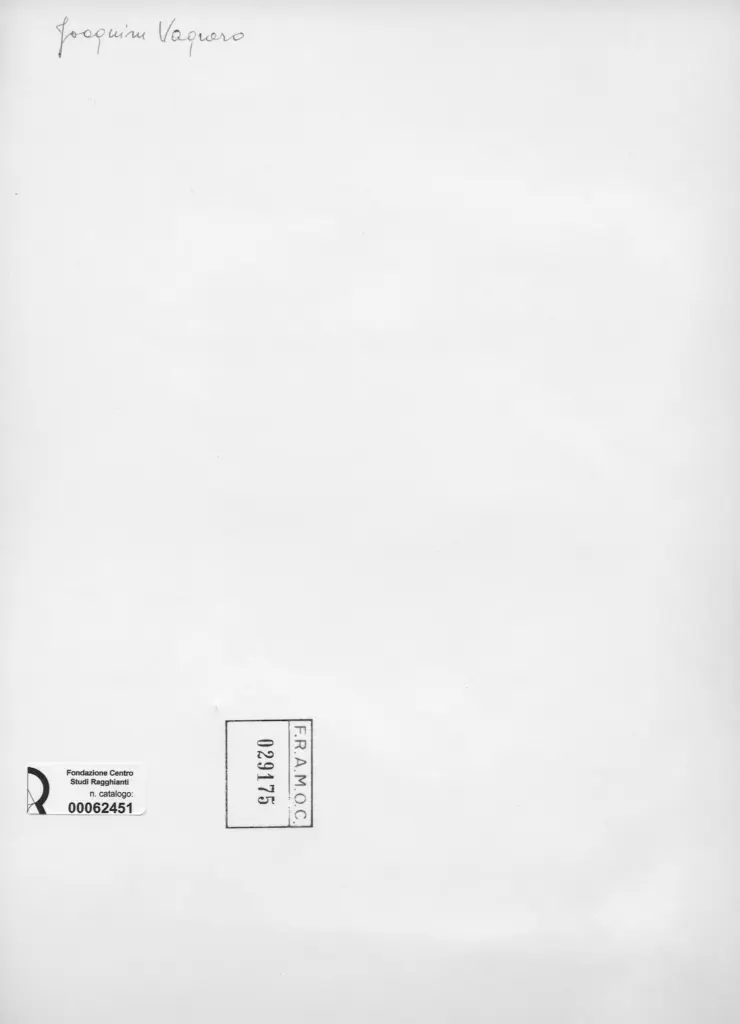 Anonimo , Vaquero Turcios, Joaquim - sec. XX - Composizione , retro