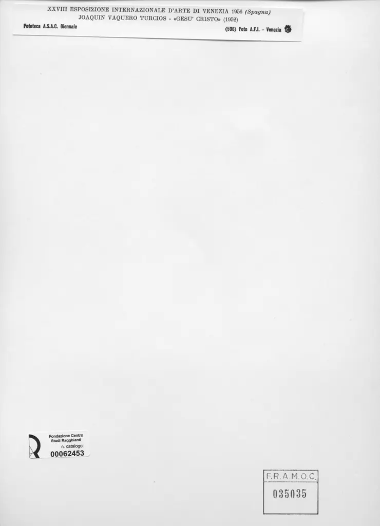 A.F.I. Agenzia Fotografica Industriale , Vaquero Turcios, Joaquim - sec. XX - Ges&ugrave; Christo , retro