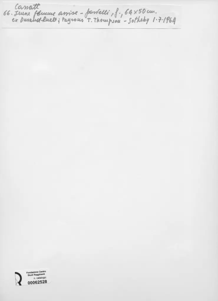 Anonimo , Cassatt, Mary - sec. XIX - Jeune femme assise , retro