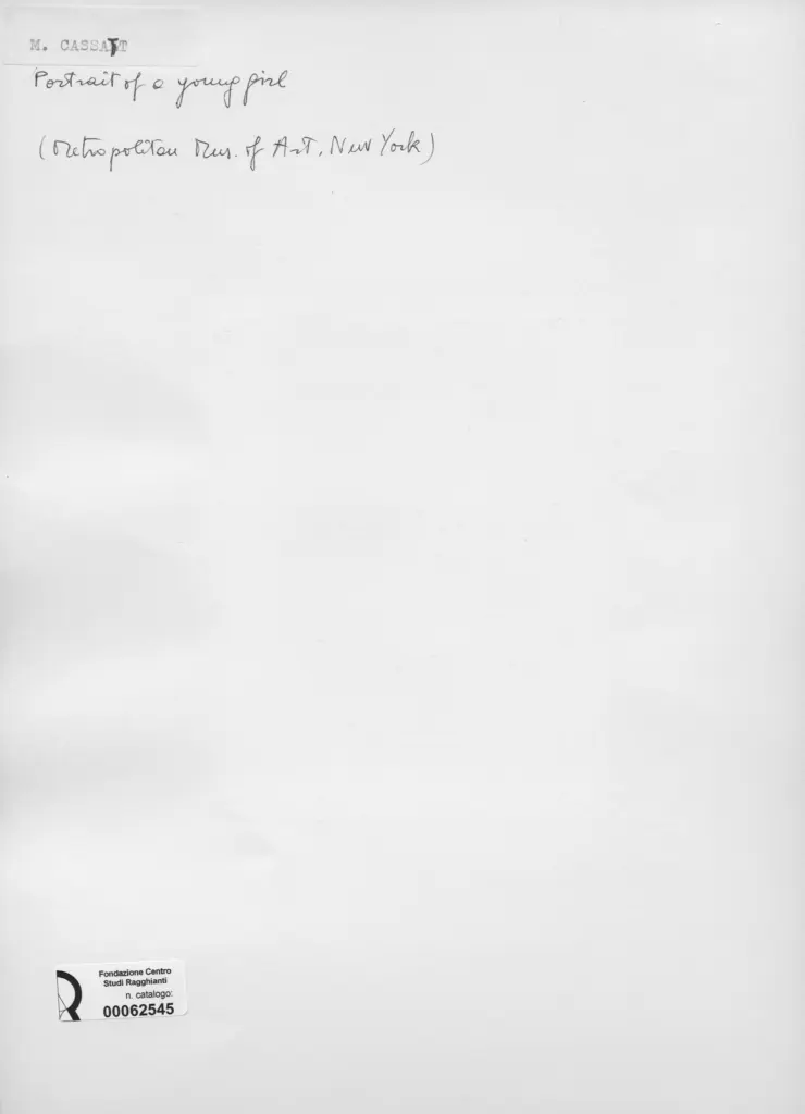 Anonimo , Cassatt, Mary - sec. XIX - Portrait of a young girl , retro